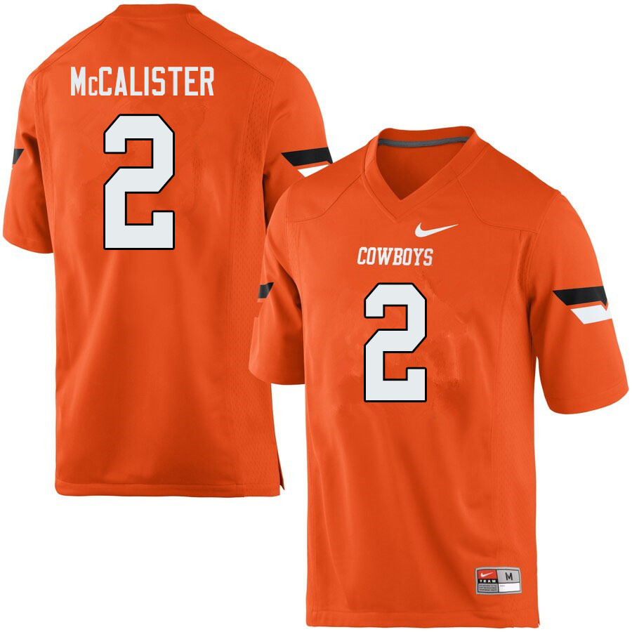 Men #2 Tanner McCalister Oklahoma State Cowboys College Football Jerseys Sale-Orange